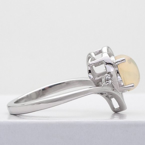 Silver Heart Opal Ring, Real Sterling Silver Stamped 925 Size 8 Ethical Lab Opal - Picture 7 of 9